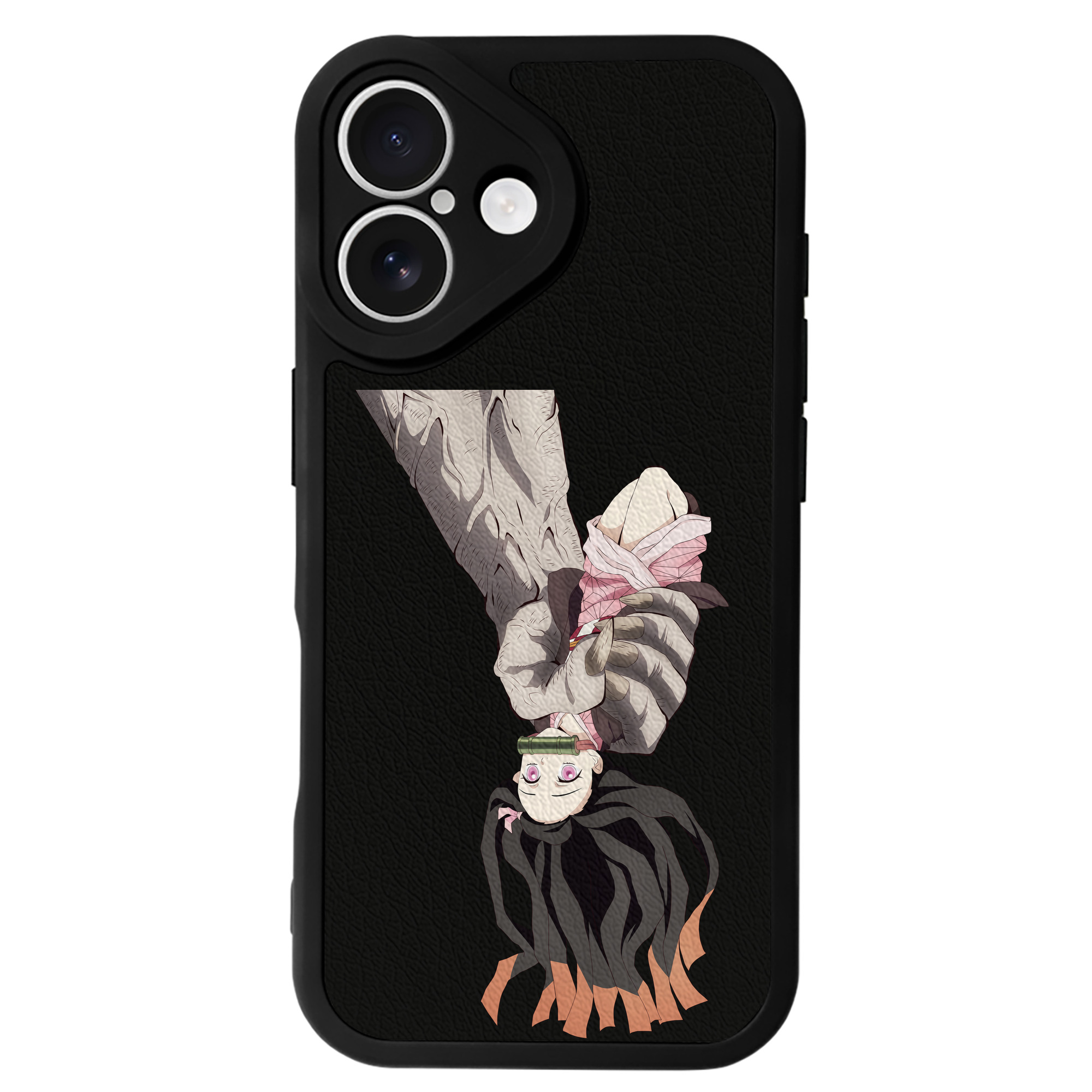 （画像用） 鬼滅の刃（きめつのやいば）竈門 禰󠄀豆子／かまど ねずこ Kamado Nezuko 【iPhone 16シリーズ対応】シリコンスマホケース（レザー調） 材質：シリコン